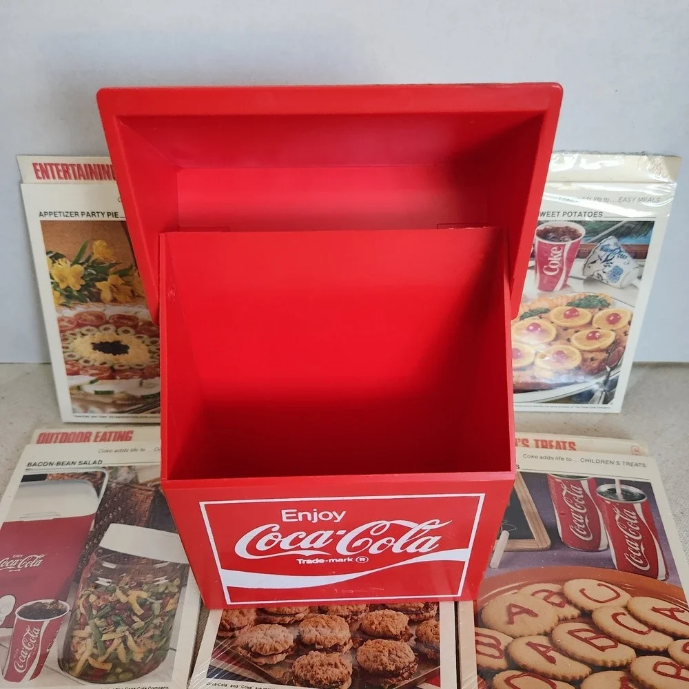 Vtg 1970s Coke Coca Cola Recipe Box & Complete Recipe Set Cards Sealed See Notes